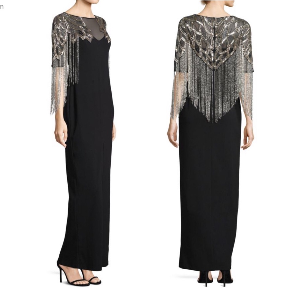 Aidan Mattox Embellished Beaded Fringe Gown - Picture 4 of 4
